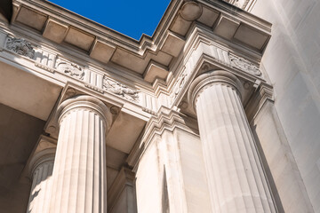 American government architecture with white marble pillars and traditional building details