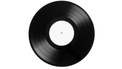 Black vinyl record PNG isolated on transparent background, vintage music disc for audio and entertainment purposes