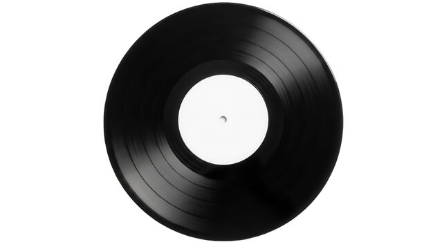 Black vinyl record PNG isolated on transparent background, vintage music disc for audio and entertainment purposes