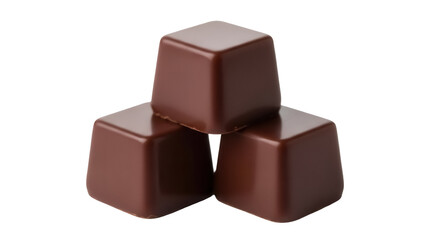 Stack of three chocolate candies isolated PNG, delicious sweet treats for dessert and special occasions on transparent background