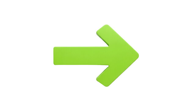 Bright green arrow pointing right isolated PNG, direction indicator for web design and presentations on transparent background