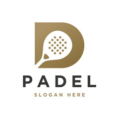 Letter d logo, padel tennis and racket logo template design