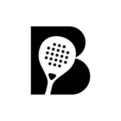 Letter b logo, padel tennis and racket logo template design