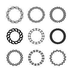 Abstract circular frame set. Symbols of unity, continuity, cycle, and balance. Circle, ring, round, abstract, frame symbols.