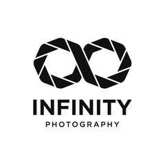 Infinity photography logo. Symbols of endless, unlimited, eternal. Infinity, eternity, infinite, endless, loop symbols.