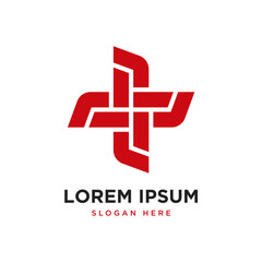 Medical Cross logo. Plus icon symbols for hospital, ambulance, pharmacy. Health care emblems, signs, badges.