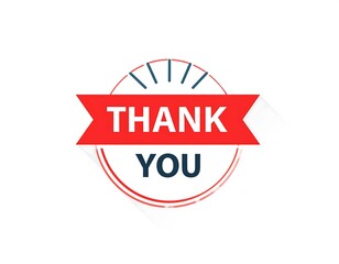 Graphic with text "THANK YOU" in red banner, circular outline, and white background, perfect for appreciation or acknowledgement