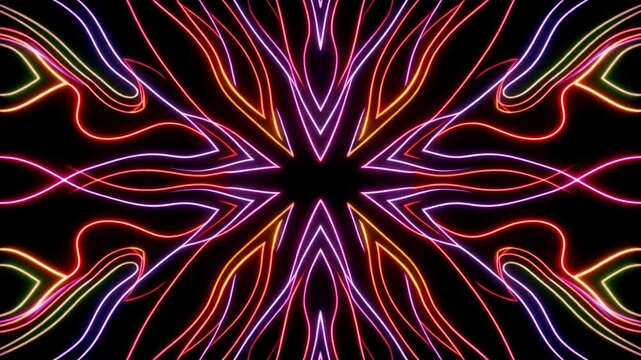 Retro carnival arrow lights transforming into abstract flowing lines, vintage neon motion trails, 4K render.