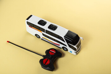 Colorful toys on a yellow background