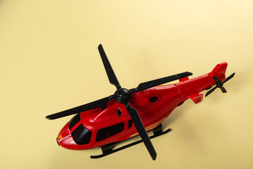 Colorful toys on a yellow background