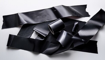 Black Matte Adhesive Torn Tape Objects
