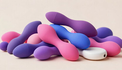 Vibrant collection of colorful adult pleasure products in modern hues