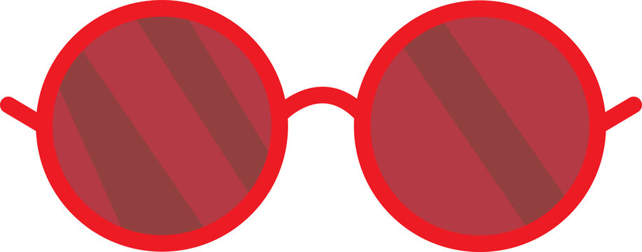 Red round sunglasses protection eyewear flat icon vector illustration