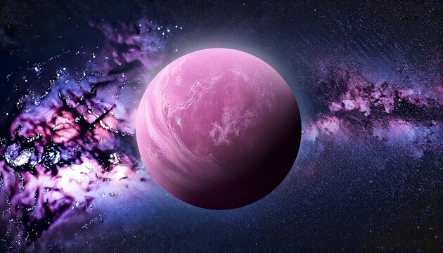 Dusty Pink Planet In Deep Space