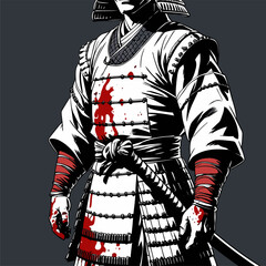 vector image of brave samurai armor