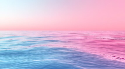 Soft Gradient Sky over Serene Wavy Ocean in Pastel Pink and Blue Hues