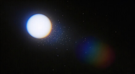 Vibrant celestial scene with glowing white star and rainbow nebula