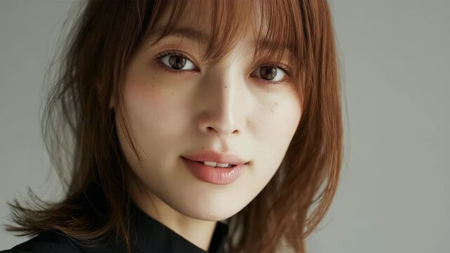 下を向いて佇む日本人女性の静かな心情ポートレート