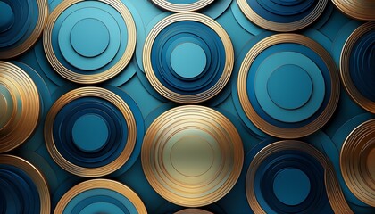 overlapping circles in varying shades of blue and a single gold circle
