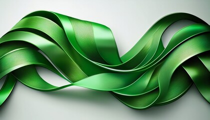 Obraz premium elegant green ribbon with wavy twists on white background product design