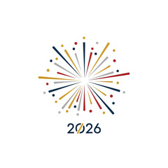 Explosion of colorful fireworks celebrating the year 2026.