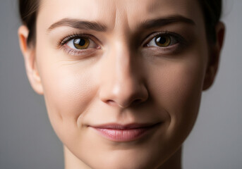 Close-up portrait showing mixed emotions