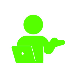 オンラインサポートや解説を表す人物イラスト(緑)