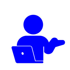 オンラインサポートや解説を表す人物イラスト(青)