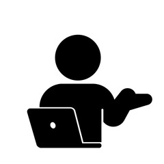 オンラインサポートや解説を表す人物イラスト(黒)