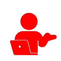 オンラインサポートや解説を表す人物イラスト(赤)