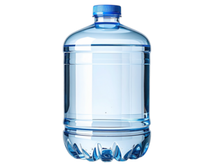 Large, clear plastic bottle filled with clean, refreshing water against a black background