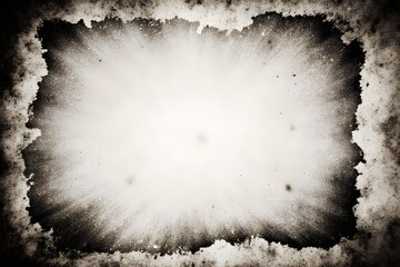 Textured black and white frame resembling a frosty or snowy border