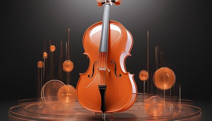 orange cello transparent 3d rendering