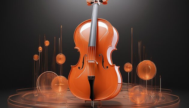orange cello transparent 3d rendering