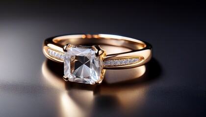 elegant gold ring with emerald cut diamond