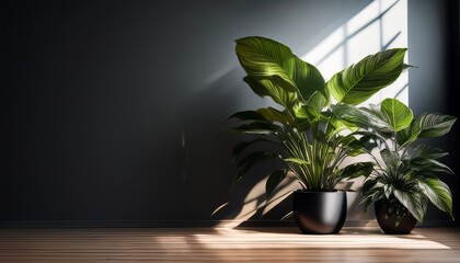 lush indoor plant in dark pot