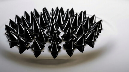 Black ferrofluid magnetic liquid spikes macro abstract texture