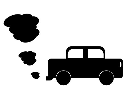 Silueta de el auto y la contaminaci&oacute;n. Vector con estilo minimalista. 