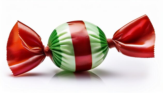 wrapped pepermint candy spinning isolated on the white background