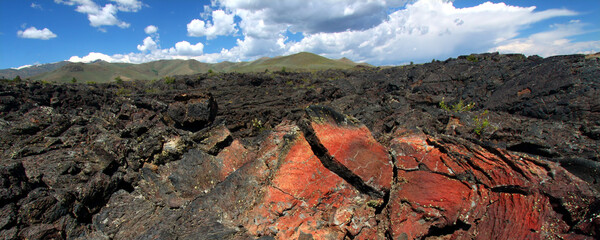 Volcanic rock landscape at Craters of the Moon National Monument of Idaho