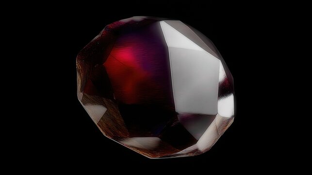 Pyrope Gem Shows Rich Colors and Unique Shape Against Dark Background With Clear Reflections