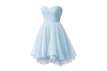 Light Blue Strapless Dress with a transparent background studio shot