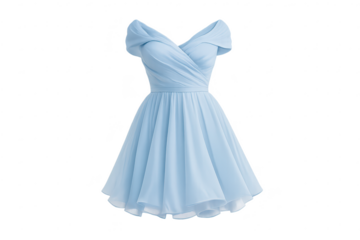 Elegant Light Blue Dress on transparent background, Fashionable Outfit