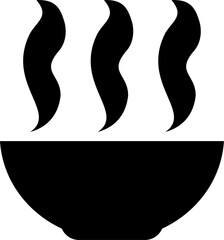 Ilustraci&oacute;n de silueta de bol con comida caliente. Vector con estilo minimalista.