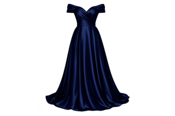 Elegant blue dress on a transparent background for stylish design work.