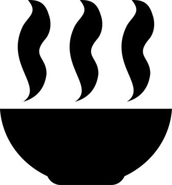 Ilustraci&oacute;n de silueta de bol con comida caliente. Vector con estilo minimalista.