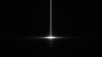 Minimalist vertical light beam piercing darkness with radiant glow.