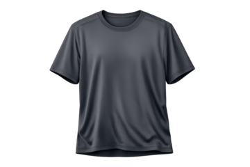 Crew neck t-shirt with transparent background. Dark athletic shirt