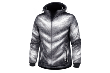 Hooded jacket with fur pattern design, transparent background rendering