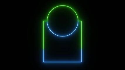 Neon retro style name placeholder Green and Blue neon sign board 4K.Empty title space intro/outro reveal shiny glowing rectangular circular frame 4K stock video